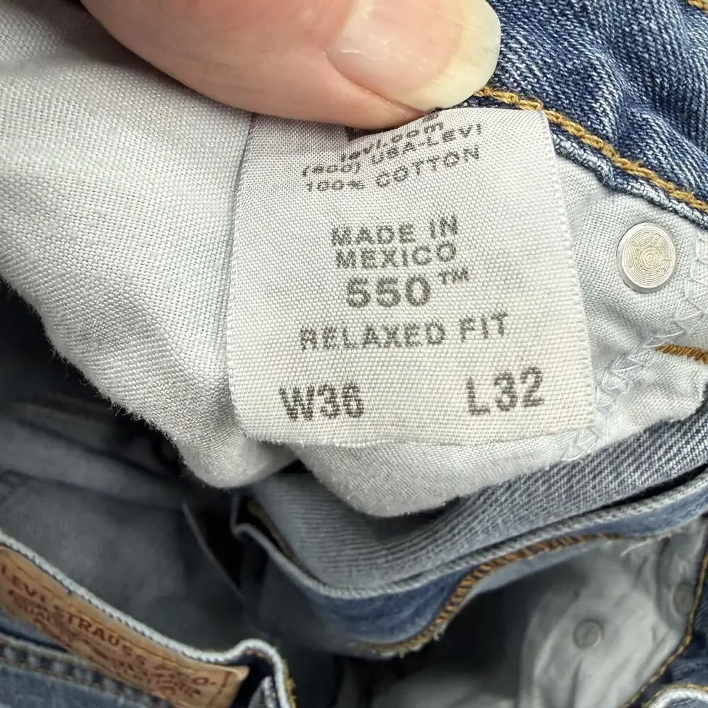 Levis‎ 550 Jeans Mens 36x32 (Fits 34/31) Blue Relaxed Fit Tapered Leg Denim